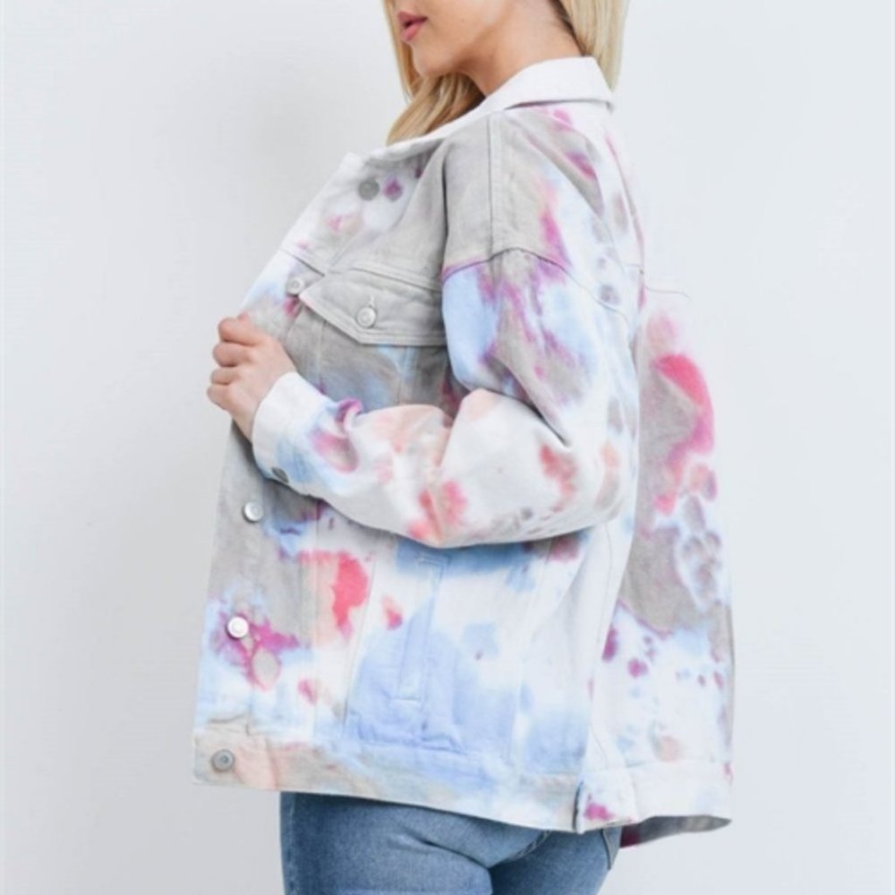 CASUAL DOLLZ Tie Dye Denim Jacket - Picture 3 of 6